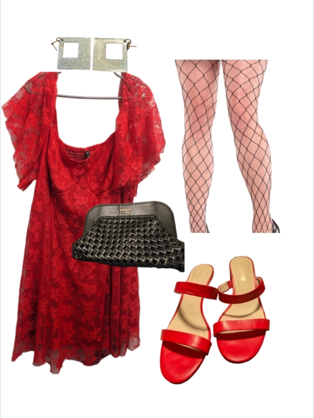 2/$30 ❤️Bundle Up! SHEIN Red Floral Lace A-Line Dress